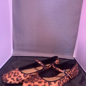 Time and Tru Leopard Print Mary Jane Ballet Flats